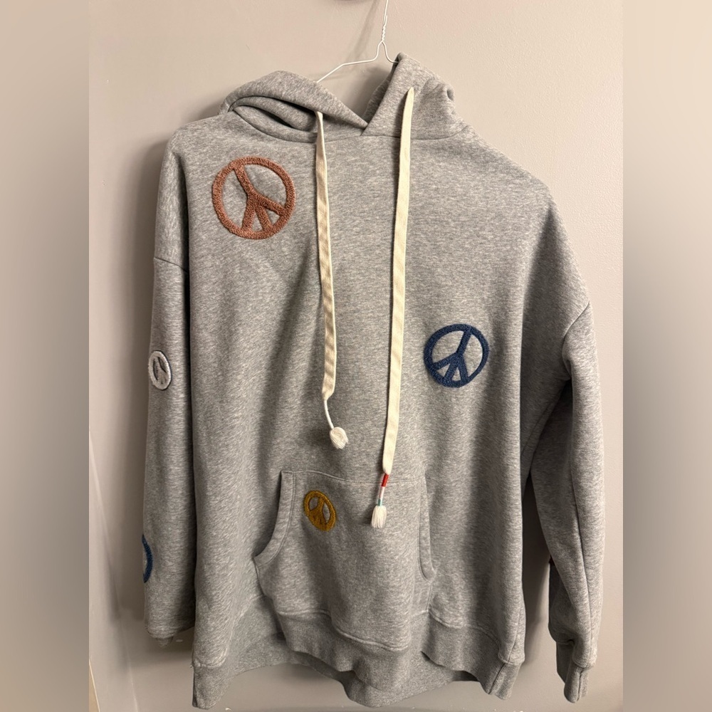 Wildfox Peace Sign Gray Hoodie – Size M